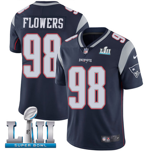 Nike Patriots #98 Trey Flowers Navy Blue Team Color Super Bowl LII Men's Stitched NFL Vapor Untouchable Limited Jersey